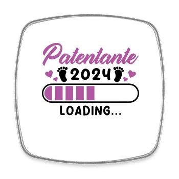 Patentante 2024 Loading Geschenke - Viereckiger Kühlschrankmagnet - Weiß - Vorne