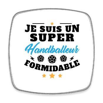 Humour Super Handballeur formidable Handball - Magnet carré - blanc - Devant