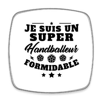 Humour Super Handballeur formidable Handball - Magnet carré - blanc - Devant