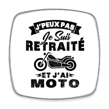 J'peux pas je suis retraité et j'ai moto Cadeau - Magnet carré - blanc - Devant