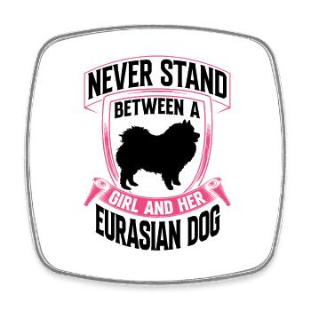 Mädchen und ihr Eurasier Eurasian Spitz - Viereckiger Kühlschrankmagnet - Weiß - Vorne