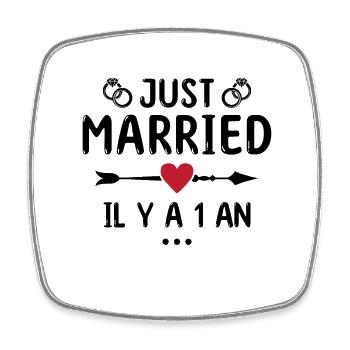 Wedding anniversary gift 1 year cotton wedding - Square fridge magnet - white - Front
