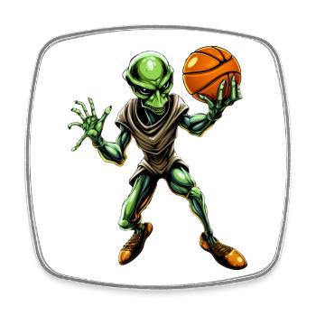 Basketball Alien - Viereckiger Kühlschrankmagnet - Weiß - Vorne