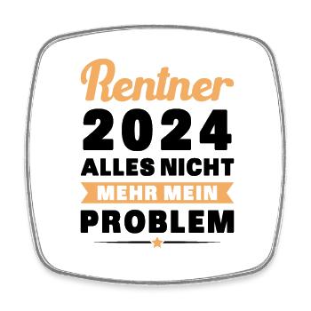 Rentner 2024 Rente Humor Ruhestand - Viereckiger Kühlschrankmagnet - Weiß - Vorne
