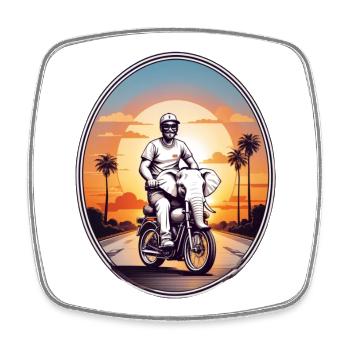 Elephant Motorcycle - Square fridge magnet - white - Front