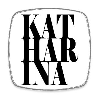 Katharina Surname First name Modern font Word Art - Square fridge magnet - white - Front