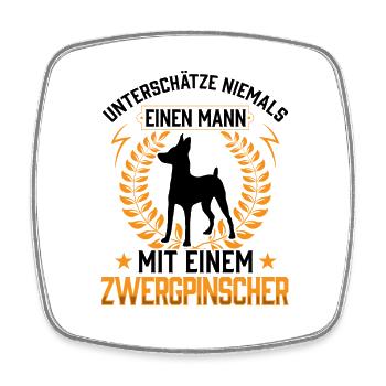 Mann mit Zwergpinscher Rehpinscher - Viereckiger Kühlschrankmagnet - Weiß - Vorne