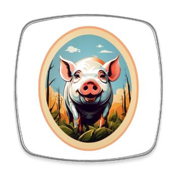 Lucky Pig - Square fridge magnet - white - Front