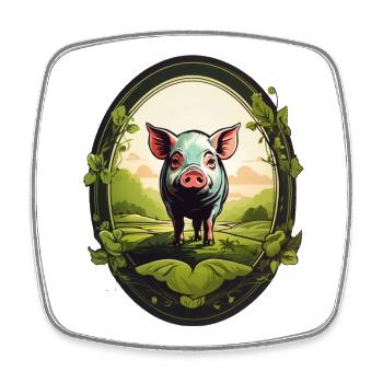 Lucky Pig - Square fridge magnet - white - Front