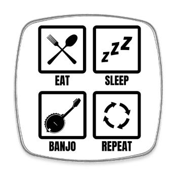 Banjo Player Schedule - Square fridge magnet - white - Front