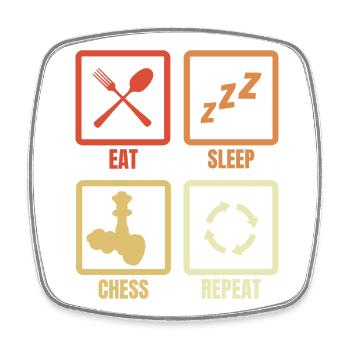 Eat Sleep Chess Repeat - Square fridge magnet - white - Front