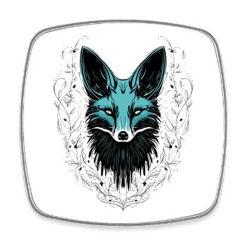Mystischer Fuchs Türkis Waldtier Tattoo Look - Viereckiger Kühlschrankmagnet - Weiß - Vorne