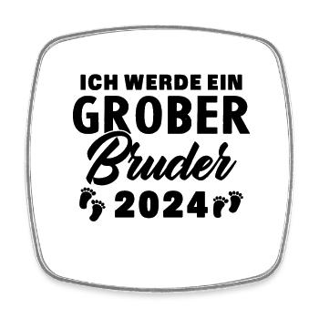 Ich werde ein großer Bruder sein 2024 - Viereckiger Kühlschrankmagnet - Weiß - Vorne