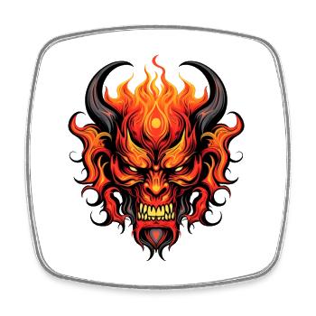 Feuerroter Dämonen Tribal - Mr. Burn, Druck Design - Viereckiger Kühlschrankmagnet - Weiß - Vorne
