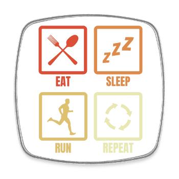 Eat Sleep Run Repeat - Viereckiger Kühlschrankmagnet - Weiß - Vorne