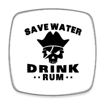 Save water drink rum - Square fridge magnet - white - Front