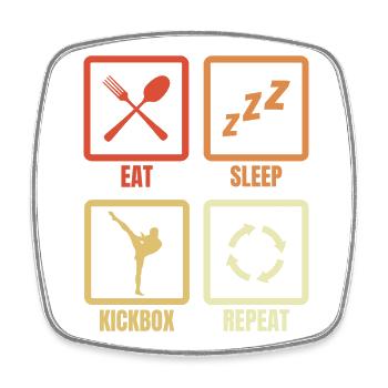 Eating Sleeping Kickboxing Repeat - Square fridge magnet - white - Front