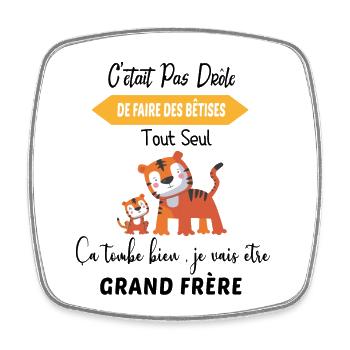 Enfant Annonce grossesse humour futur grand frère - Magnet carré - blanc - Devant