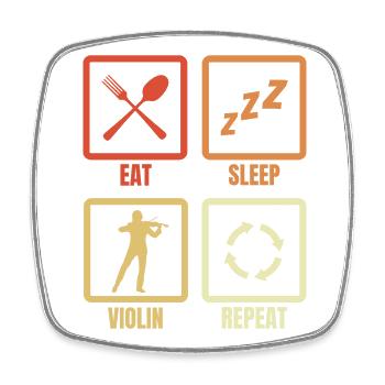 Eat Sleep Violin Repeat - Square fridge magnet - white - Front