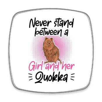 Fille et son quokka marsupial Australie - Magnet carré - blanc - Devant