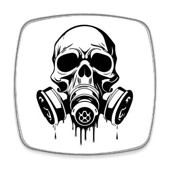 Skull with gas mask – dark urban art motif - Square fridge magnet - white - Front