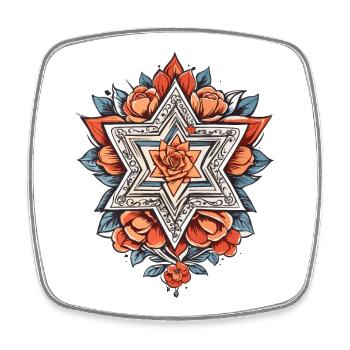 Jewish Star with Flowers - Square fridge magnet - white - Front