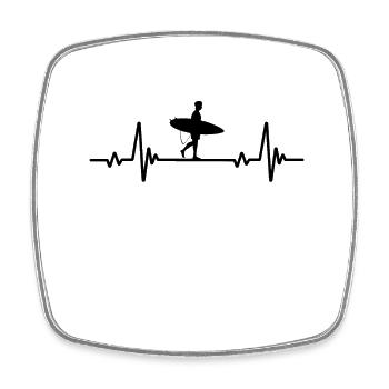 Heartbeat Surfer Surf Surf ECG - Magnet carré - blanc - Devant