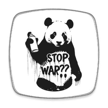 Arrêtez la guerre ?? Panda dans le style Banksy - Magnet carré - blanc - Devant