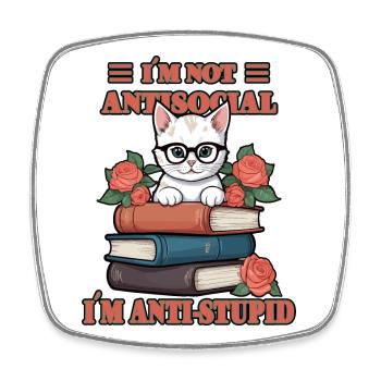 Clever Cat - Square fridge magnet - white - Front