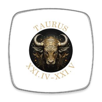 Ornement du zodiaque Taureau d’Or - Magnet carré - blanc - Devant
