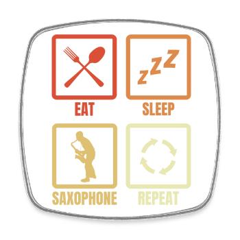 Eat Sleep Saxophone Répéter - Magnet carré - blanc - Devant