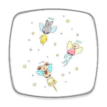 Noeuds papillon ange chien chat pour enfants - Magnet carré - blanc - Devant