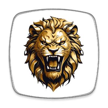 Roi Lion - Magnet carré - blanc - Devant