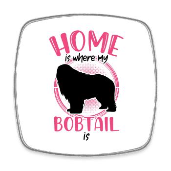 Bobtail is home to Old English Shepherd - Square fridge magnet - white - Front