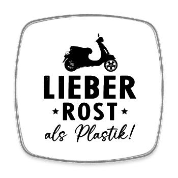 Lieber Rost als Plastic - Viereckiger Kühlschrankmagnet - Weiß - Vorne