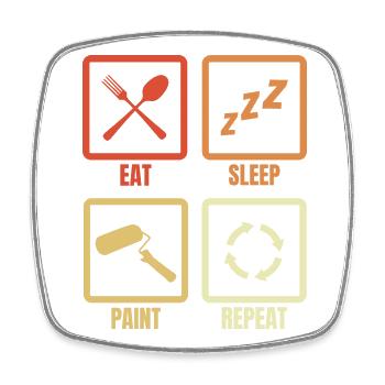 Eat Sleep Paint Repeat - Viereckiger Kühlschrankmagnet - Weiß - Vorne