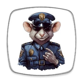 Ratten Polizist - Viereckiger Kühlschrankmagnet - Weiß - Vorne