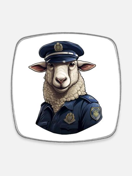 Moutons de la police - Magnet carré - blanc