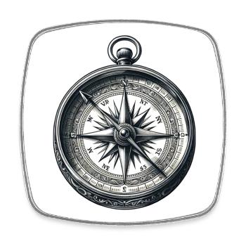 Vintage Compass: Northward with Style - Square fridge magnet - white - Front