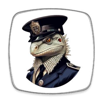 Police Lizards - Square fridge magnet - white - Front