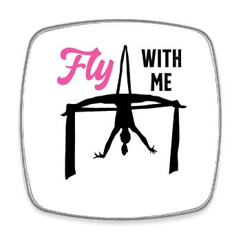 Fly With Me Silk Circus Antenna - Square fridge magnet - white - Front
