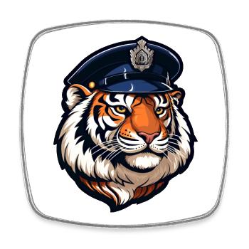 Tiger Policeman - Square fridge magnet - white - Front