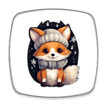 Fuchs in Winternacht - Viereckiger Kühlschrankmagnet - Weiß - Vorne