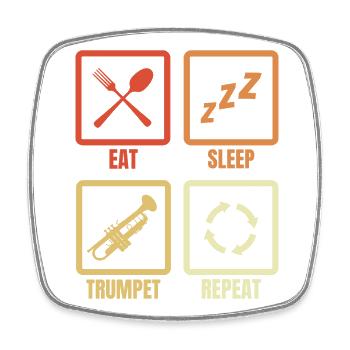 Eat Sleep Trumpet Repeat - Viereckiger Kühlschrankmagnet - Weiß - Vorne