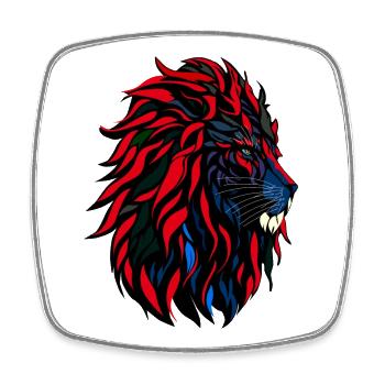 Lionhead - Löwenkopf - Viereckiger Kühlschrankmagnet - Weiß - Vorne