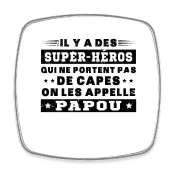 Papou super héros cadeau grand-père - Magnet carré - blanc - Devant