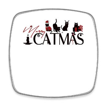 Meowy Catmas – Funny Cats Christmas Design - Square fridge magnet - white - Front
