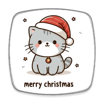 Kitten Party - Merry Christmas - Square fridge magnet - white - Front