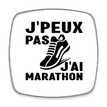 Je Peux Pas J'Ai Marathon Humour Marathon - Magnet carré - blanc - Devant