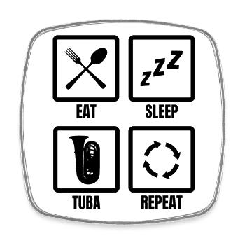 Tuba Schedule - Square fridge magnet - white - Front